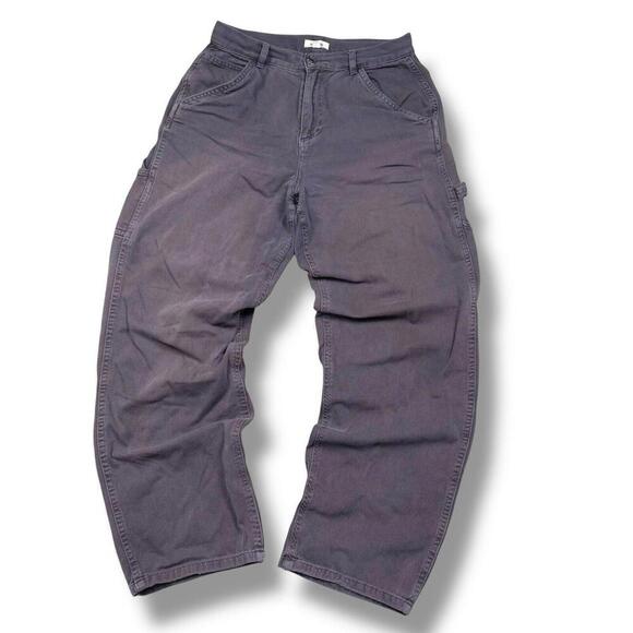 Garage Wmns Carpenter Pants Size 5 Brown Cotton Workwear Relaxe Faded High Waist - Picture 2 of 10